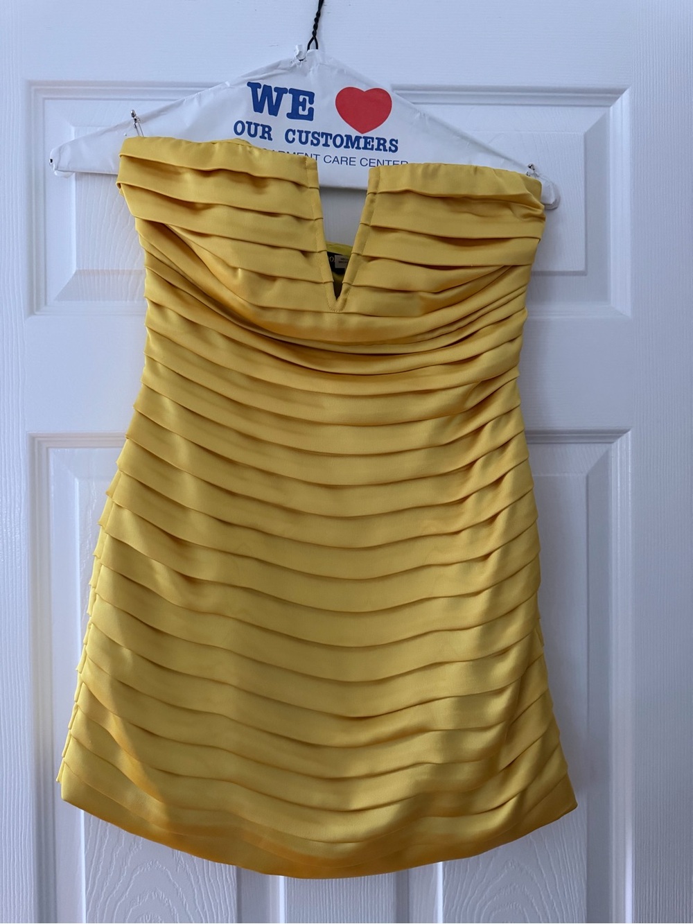 Ramy Brook Strapless Yellow Layered V-Notch Cocktail Dress